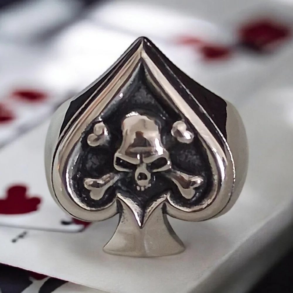 MEN'S SKULL BIKER RING STAINLESS STEEL RING SIZE 12